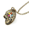 Vintage Floral Skull Metal Necklace