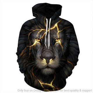 Lightning Lion 3D Unisex Hoodie Lion Art Lion Hoodie PA
