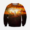 3D Sunrise Horses Printed Hoodie, T-Shirt, Long-Sleeve Sweater 001 - designfullprint
