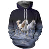 3D White Horses Running In Splashing Sea Printed Hoodie, T-Shirt, Long-Sleeve Sweater 001 - designfullprint