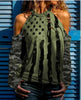 Gift For Army Gift For Girl American Army Cut Shoulder Top LH