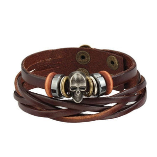 Retro Skull Braided Charm Wrap Bracelet