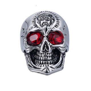Skull Ring w/ Red Rhinestone Eyes