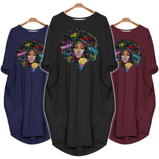 Black Pride Art Black Women Dress Black History Month T-Shirt for Women Africa Pride Batwing Pocket Dress Black And Proud 365
