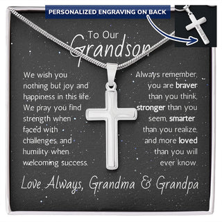 Khắc- To My Grandson Gift from Grandma and Grandpa necklace shineon