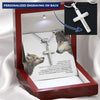 Wolf to my son engraved necklace stainless steel cross HG