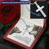 Wolf to my son engraved necklace stainless steel cross HG
