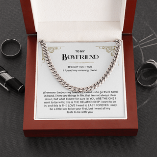 Cuban Link Chain Necklace for Boyfriend, I Found My Missing Piece Gift for Boyfriend on Birthday, Romantic Gift for Him