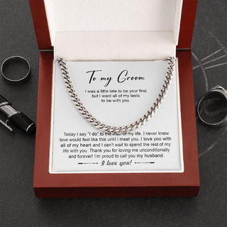 To my Groom Cuban Chain Necklace