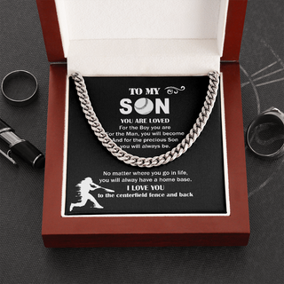 Baseball Gift For Son, Cuban Link Chain Gift for Baseball Son, To Son From Dad or Mom Baseball Gift With Love Message