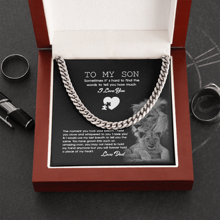 To My Son from Dad Necklace, Adult Silver Men Chain Necklace, Son Christmas Present, Message for Son