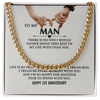 To My Man Cuban Chain Necklace Gift, Romantic 1st Anniversary Gifts For Him, Jewelry For Men, Husband Gifts
