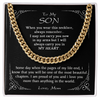 Cuban Link Chain Necklace, To My Son I Will Always Carry You In My Heart Cuban Link Chain Necklace Gift For Son