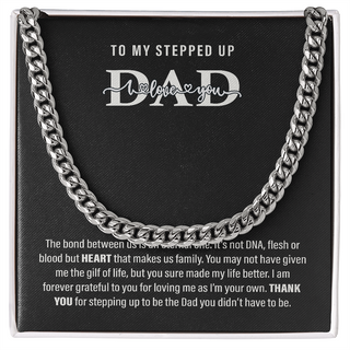Step Dad Gift Cuban Link Chain, Men Silver Adult Necklace, Step Father Dad Gift, Gift for Father's Day