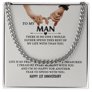 To My Man Cuban Chain Necklace Gift, Romantic 1st Anniversary Gifts For Him, Jewelry For Men, Husband Gifts