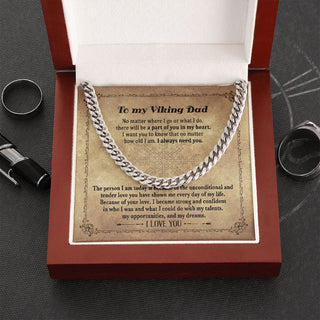 Viking Dad Gift Necklace, Viking Style Gift For My Dad, Men Silver Adult Chain Necklace for Dad, Gift from Son