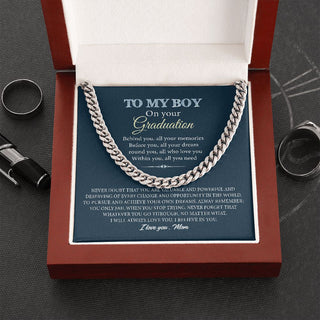 Graduation Gifts for Son from Mom, Best Graduation Gifts for Guy, men Silver Adult Chain Neckace