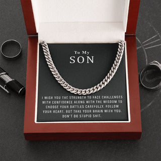 Son Necklace From Parents To Kids. Mom And Son, Cuban Chain Necklace For Boys, Meaningful Birthday Card Message For Your Grown