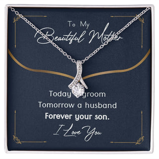 Groom to Mother Gift, Son to Mother on Wedding Day Necklace for Women, Adults Size