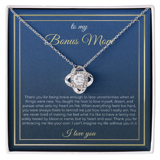 Bonus Mom Necklace, Step Mom Gift for Christmas, Birthday & Mother's Day, Message Card from Daughter or Son to Stepmom