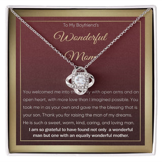 To My Boyfriend's Mom Necklace, Mother in Law Jewelry Gift for Birthday & Mother's Day, Message Card to Boyfriend Mother