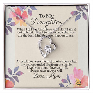 Daughters Birthday Gift with Message Card, Valentines Gifts for Daughter Necklace for Women, Adults Size