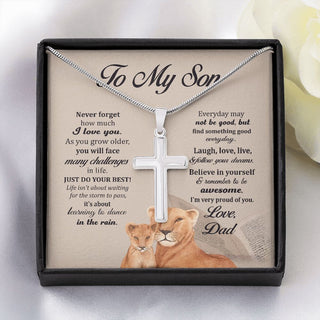 Gift from Dad, Graduation Gift for Son from Dad, Birthday Gift for Son from Dad, Son Silver Cross Necklace