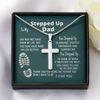 To My Stepped Up Dad Bonus Dad Men Silver Adult Cross Necklace, Gift for Stepdad Father’s Day Gift, Best Dad Gift