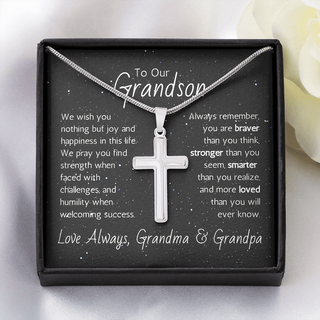 To our Grandson Cross Necklace