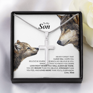 Gift for Son, Son Cross Necklace, Necklace for Boy, Gift Set for Son, To My Son Necklace