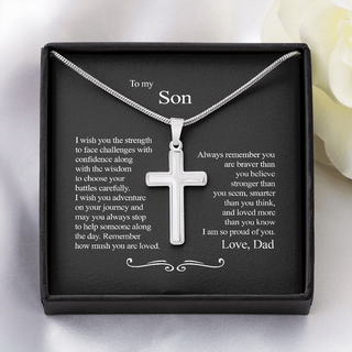 To My Son from Dad Cross Necklace, Birthday Gift for Son from Dad
