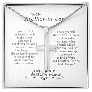 Brother in Law Gifts, Silver Cross Men Necklace, Valentine's Gifts for a Brother In Law, Birthday Gift for Brother in Law