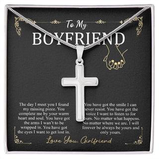 Gift for Boyfriend, Silver Cross Men Adult Necklace from Girlfriend, Boyfriend Anniversary Jewelry