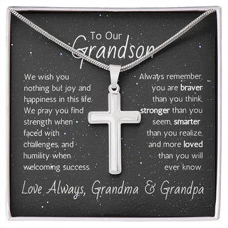 To Our Grandson Gift from Grandma and Grandpa necklace