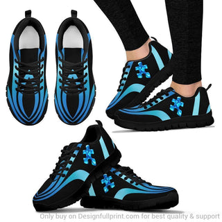 Autism Hologram Running Black or White Sole Sneaker HH Autism Gift