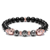 Multi-Color Natural Stone Matte Skull Bracelets