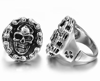 Gothic Skull Antique Silver Alloy Biker Ring
