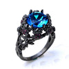 Vintage Lake Blue Skull CZ Ring