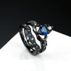 Crystal Heart Skull Wedding Ring