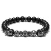 Multi-Color Natural Stone Matte Skull Bracelets