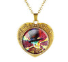 Glass Domed Heart Shape Love Skull Necklaces
