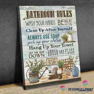 Bathroom Rules Canvas Art and Poster LN Gift to Home Decorating