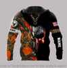 Skull Gift Gift For Hunting Lover Personalized Camo Deer Hunting American Flag Skull Us Unisex Hoodie HG