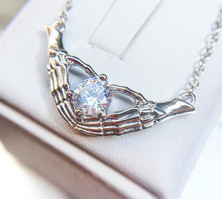 CZ Copper Skull Stone Necklace