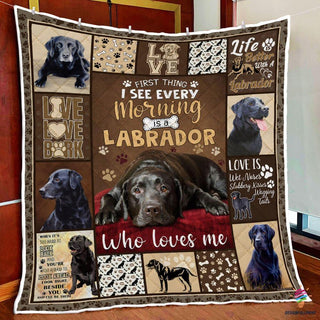 Black Labrador Retriever Sherpa and Quilt Blanket LN Gifts For Dog Lovers