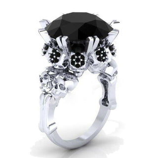 Geometric Skull Black Stone Engagement Ring