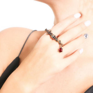 Unique Alloy Crystal Water Drop Skull Double Ring