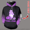 Multicolor Care And Cure Bear Cancer Personalized Unisex Hoodie Care Bears Cancer Awareness Hoodie