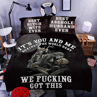 Special Sale: Skull Couple Bedding Set 4 (Duvet Cover and Pillowcases) - designfullprint