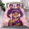 Black Pride Black Girl Cute Purple Music Custom Name Bedding Set HG Black And Proud 365